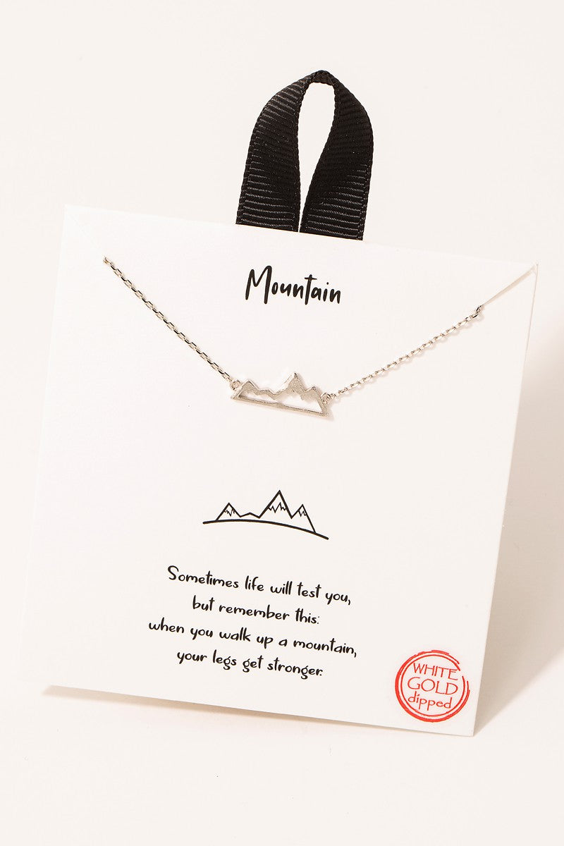 Small silver mountain range necklace