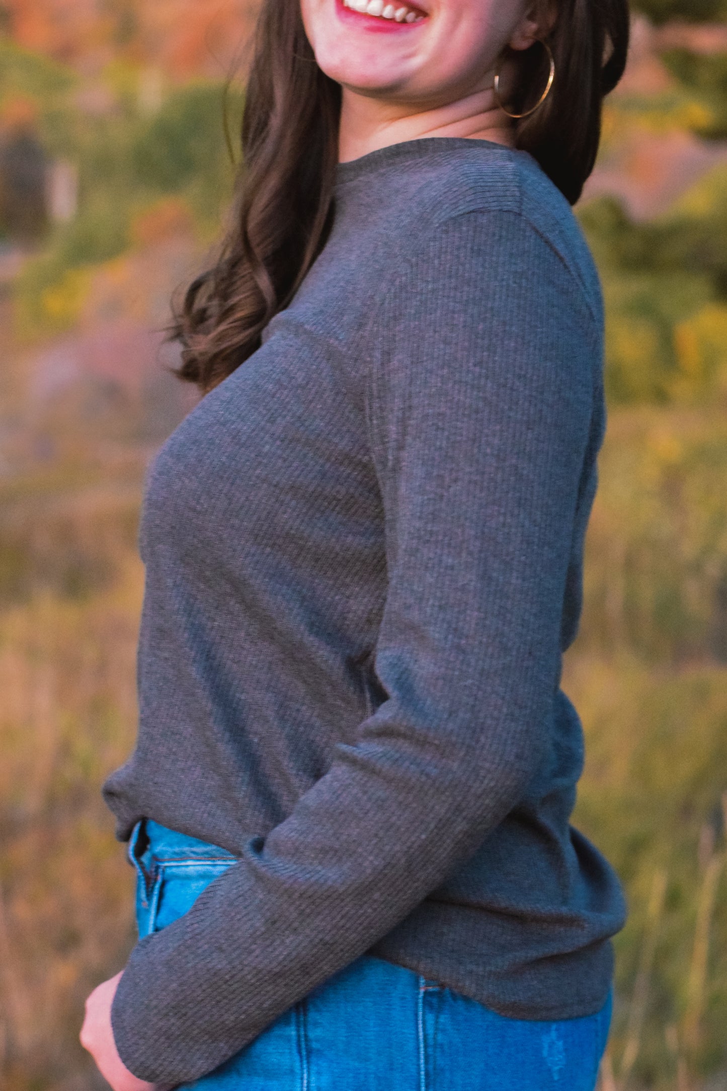 Gray loose ribbed undershirt