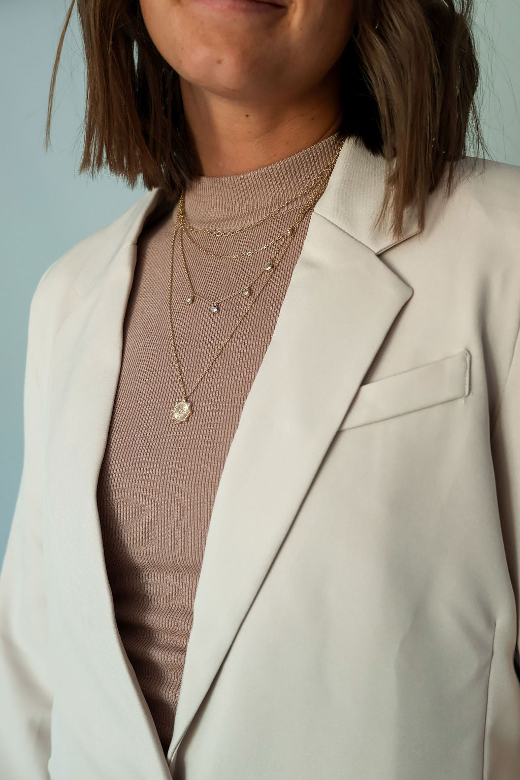 Layered Gold Pendant Compass Travel Necklace